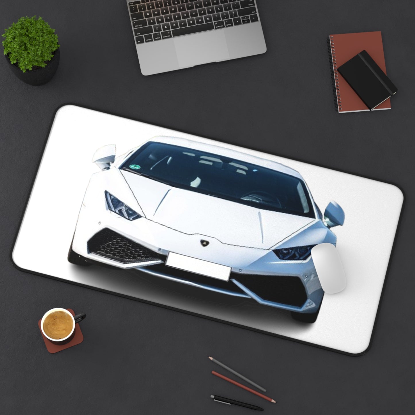 Mouse Pad Desk Mat - White Lamborghini Huracan Design