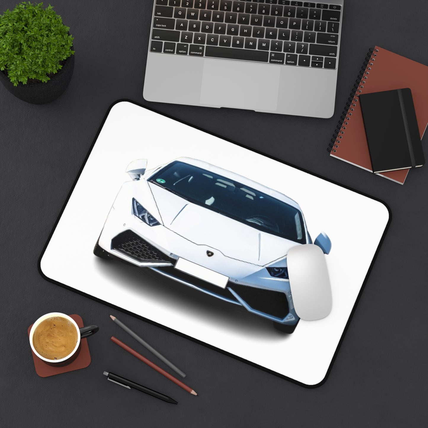 Mouse Pad Desk Mat - White Lamborghini Huracan Design