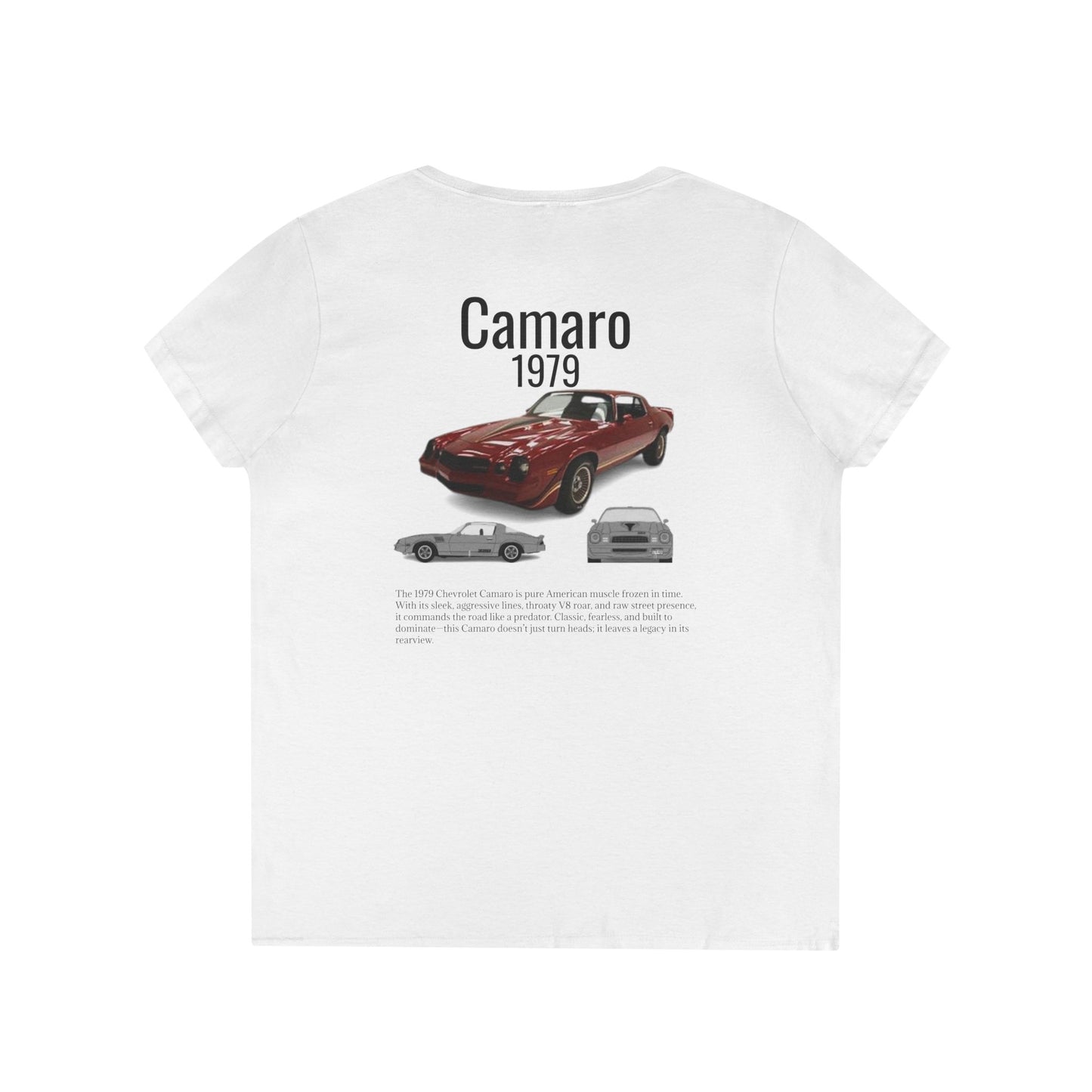 Vintage Camaro V-Neck Tee, Classic Car Lover Gift, Women's T-Shirt, American Flag Design, Retro Style Top