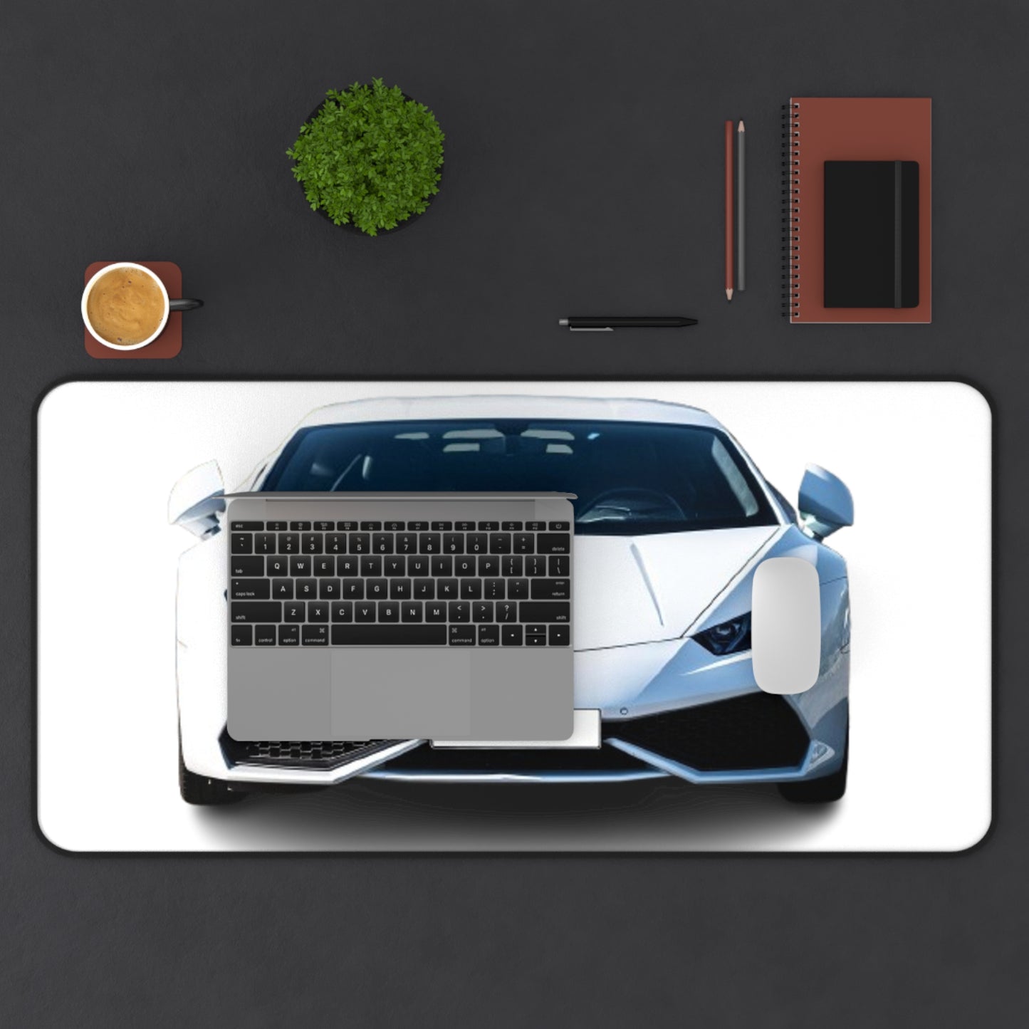 Mouse Pad Desk Mat - White Lamborghini Huracan Design