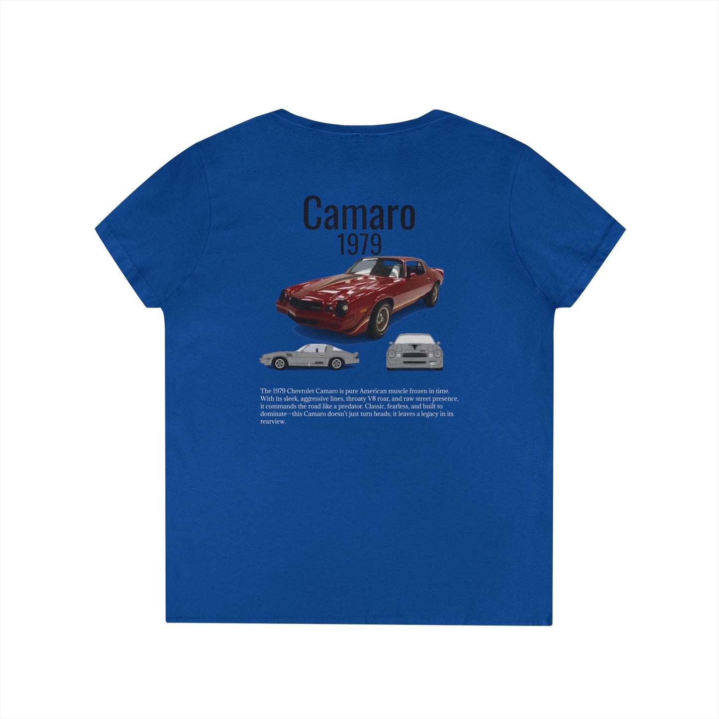 Vintage Camaro V-Neck Tee, Classic Car Lover Gift, Women's T-Shirt, American Flag Design, Retro Style Top