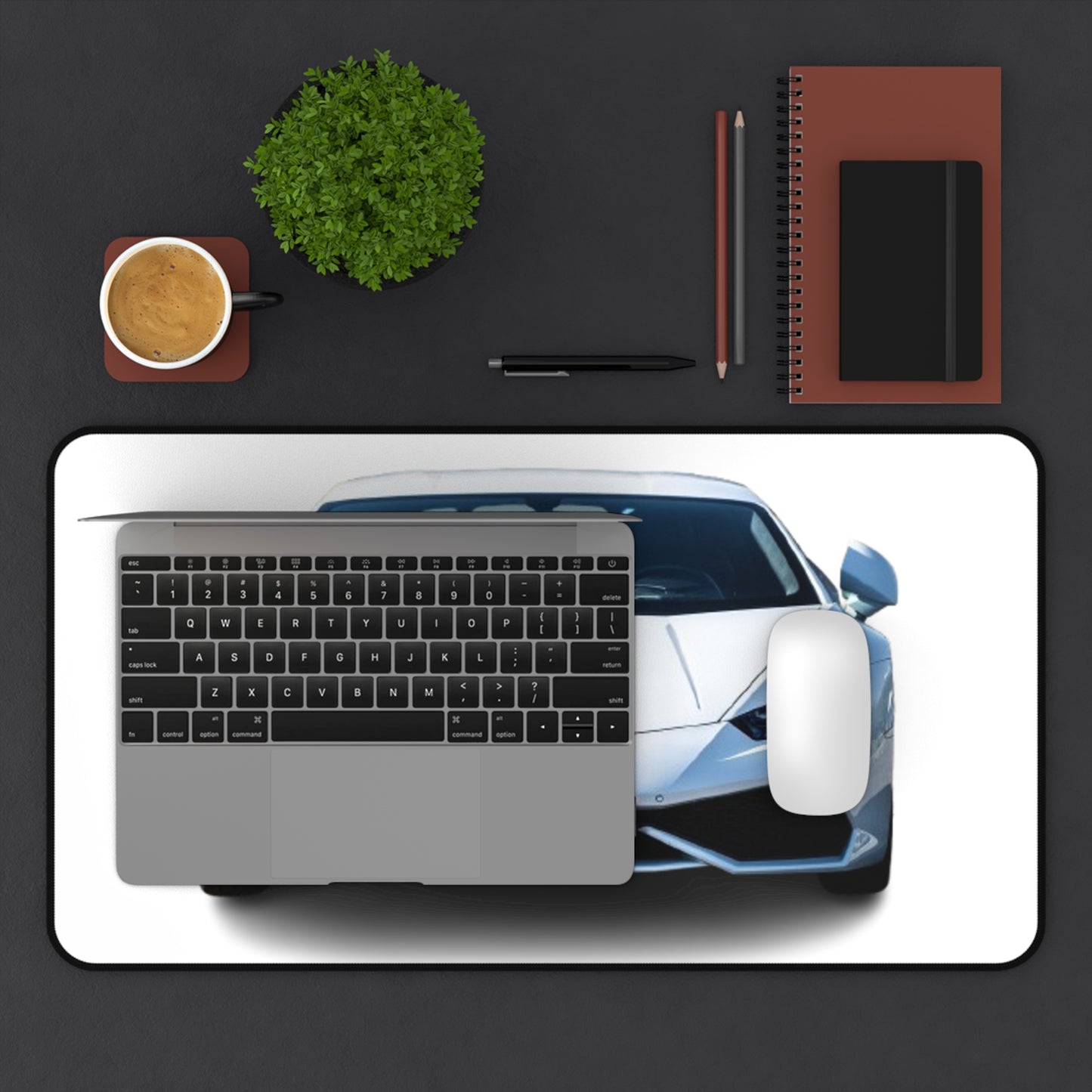 Mouse Pad Desk Mat - White Lamborghini Huracan Design