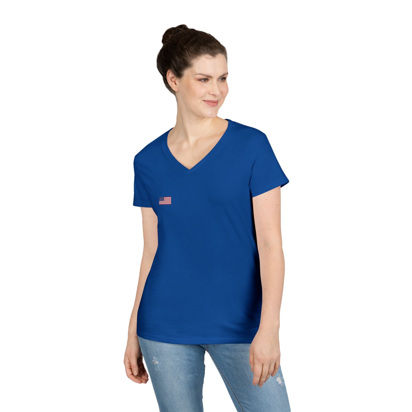 Vintage Camaro V-Neck Tee, Classic Car Lover Gift, Women's T-Shirt, American Flag Design, Retro Style Top