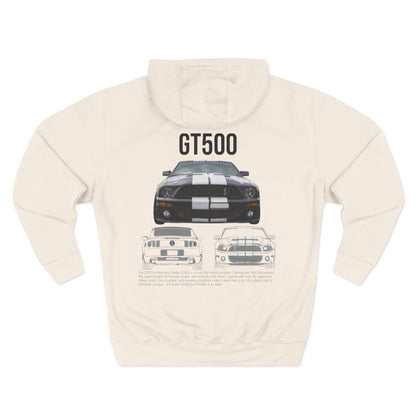 GT500 Three-Panel Fleece Hoodie - Cozy Car Enthusiast Sweatshirt, Gift for Muscle Car Lovers, Automotive Apparel, Race Day Outfit