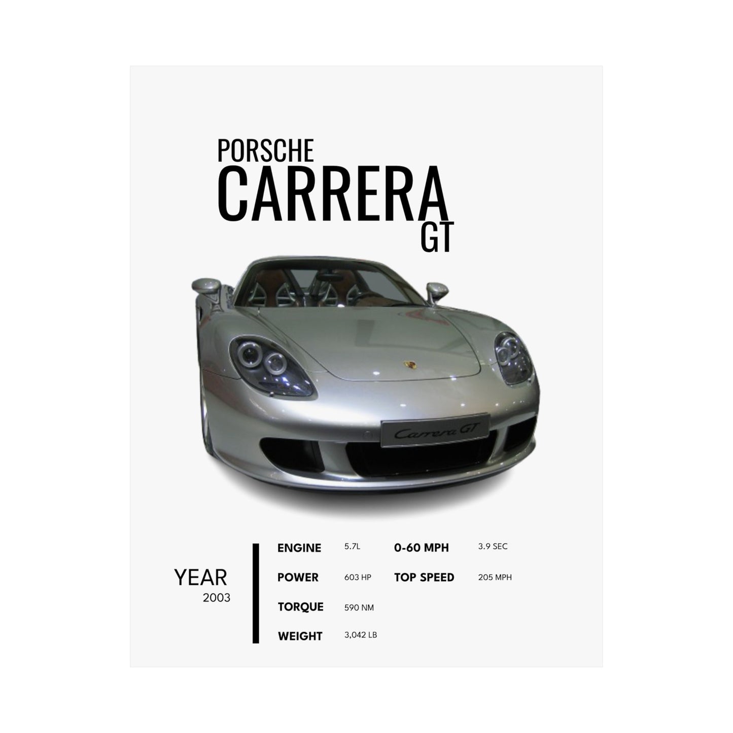 Satin Poster - Stylish 2003 Porsche Carrera GT Car Enthusiast