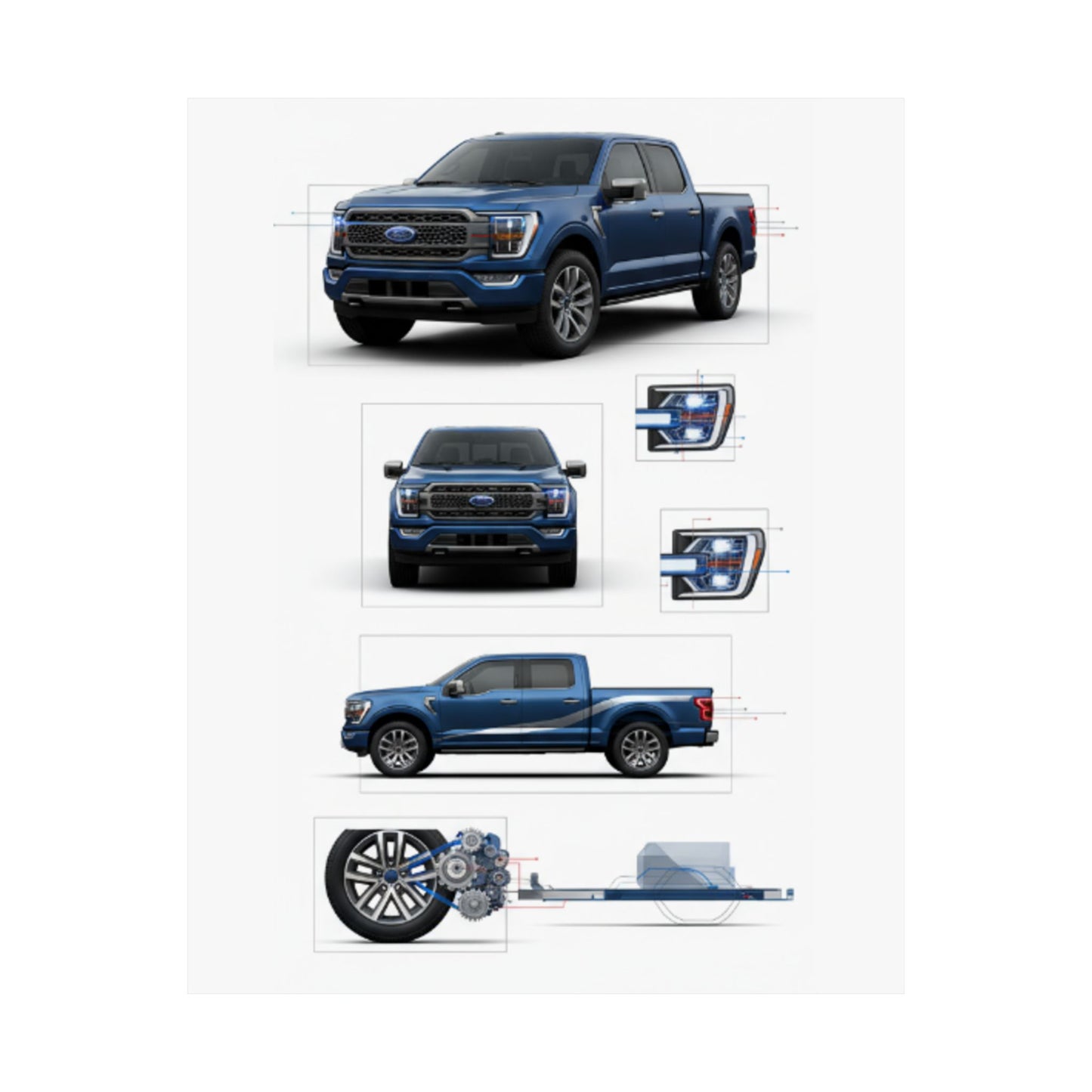 Ford F-150 Truck Specs Vertical Poster Art