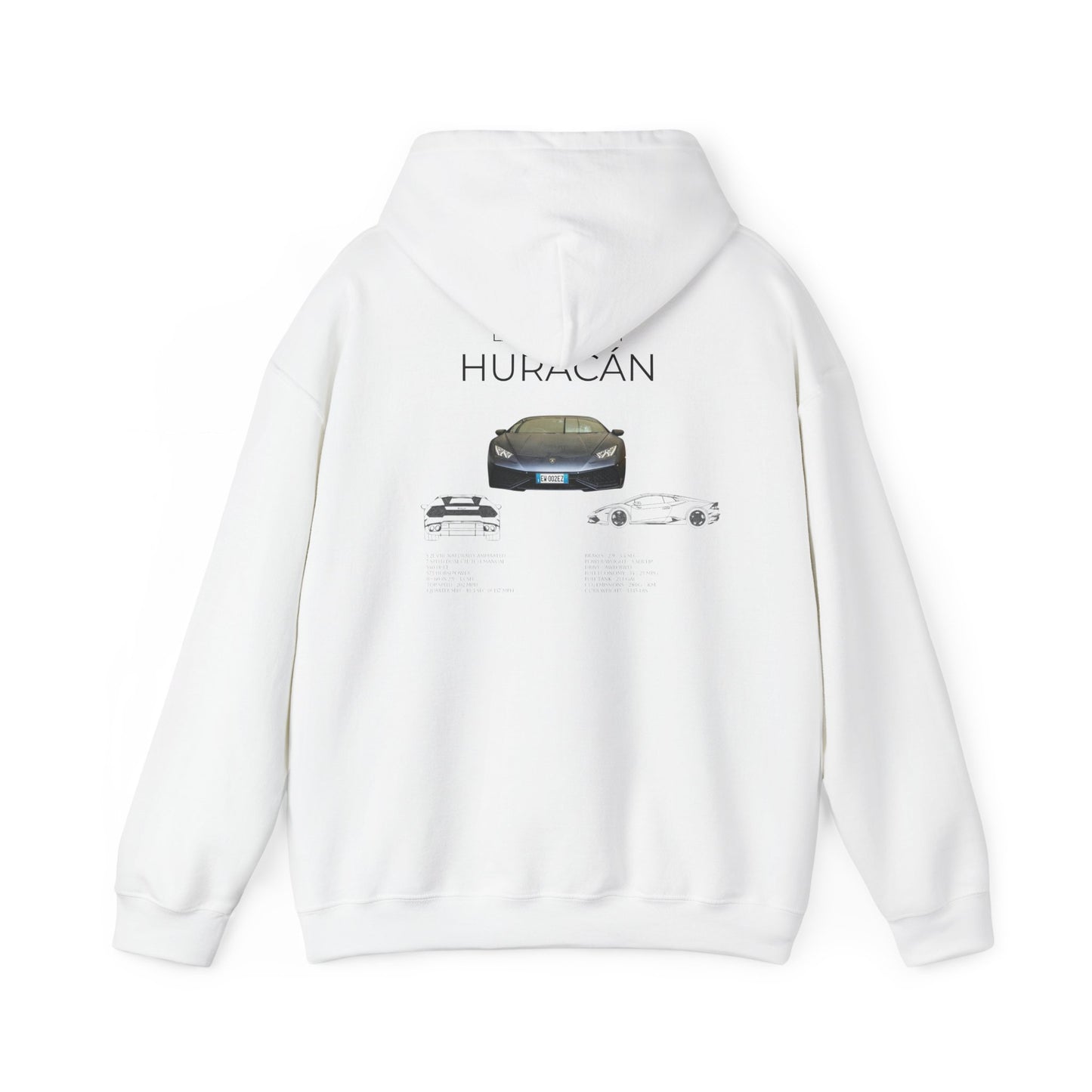 Hooded Sweatshirt - Lamborghini Huracan Car Enthusiast Tee, Gift for Him
