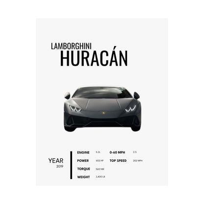 Satin Poster - Stylish Lamborghini Huracán Car Enthusiast Art