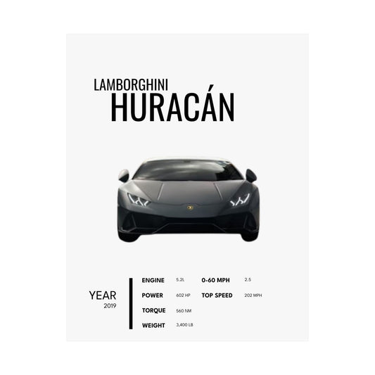 Satin Poster - Stylish Lamborghini Huracán Car Enthusiast Art