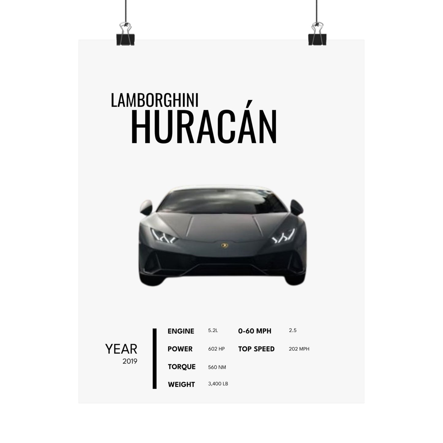 Satin Poster - Stylish Lamborghini Huracán Car Enthusiast Art