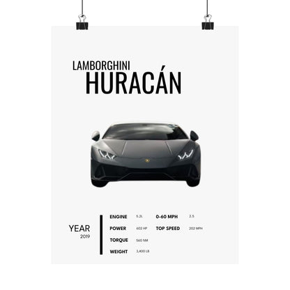 Satin Poster - Stylish Lamborghini Huracán Car Enthusiast Art