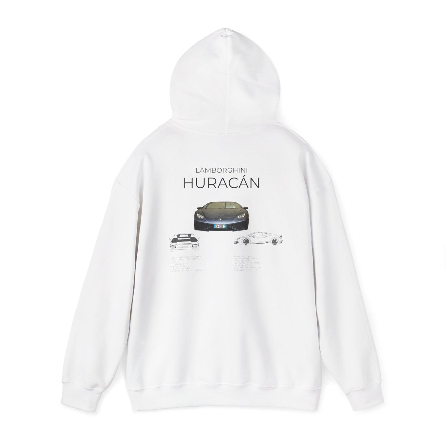 Hooded Sweatshirt - Lamborghini Huracan Car Enthusiast Tee, Gift for Him