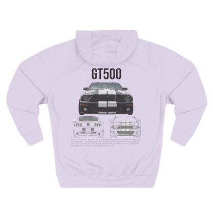GT500 Three-Panel Fleece Hoodie - Cozy Car Enthusiast Sweatshirt, Gift for Muscle Car Lovers, Automotive Apparel, Race Day Outfit