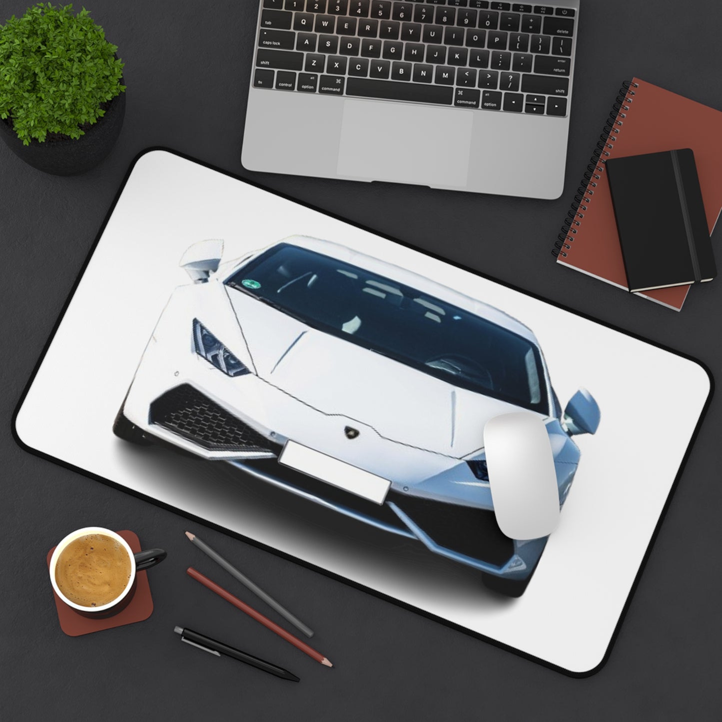 Mouse Pad Desk Mat - White Lamborghini Huracan Design