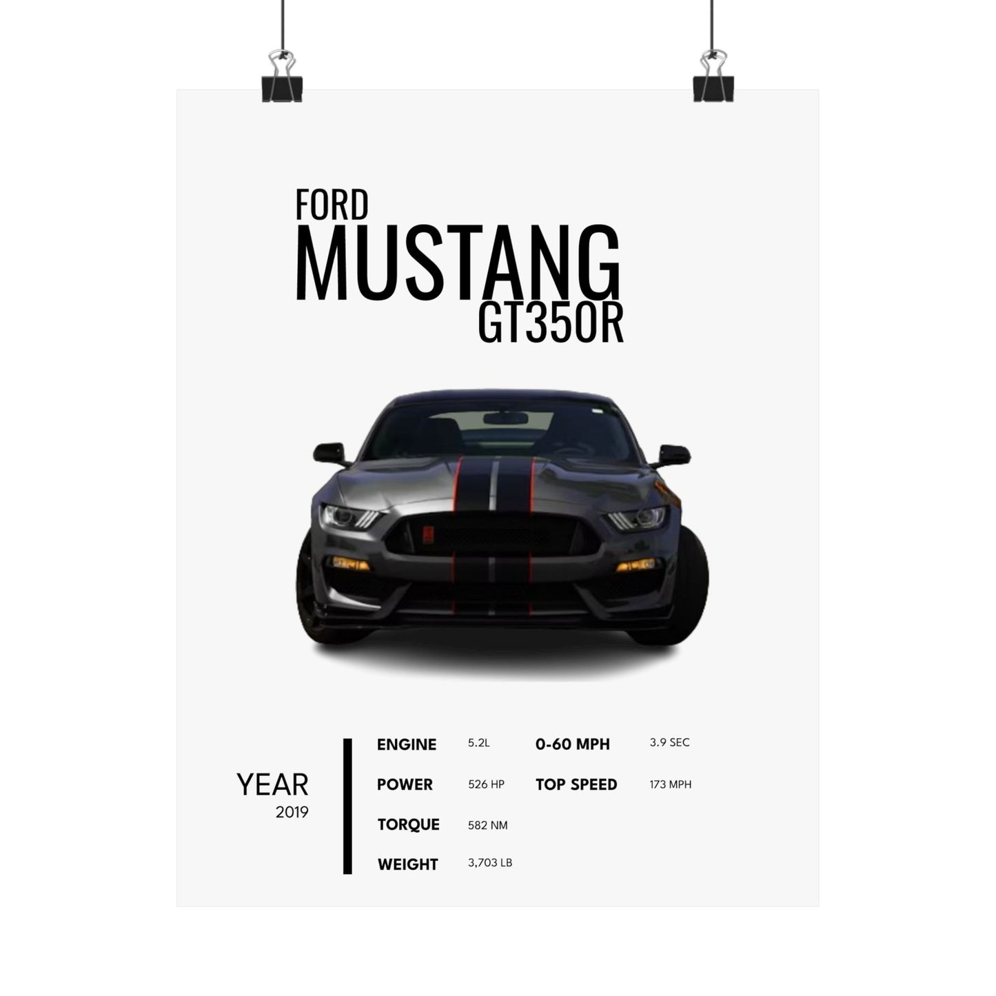 Satin Poster - Stylish Ford Mustang GT350R Car Enthusiast