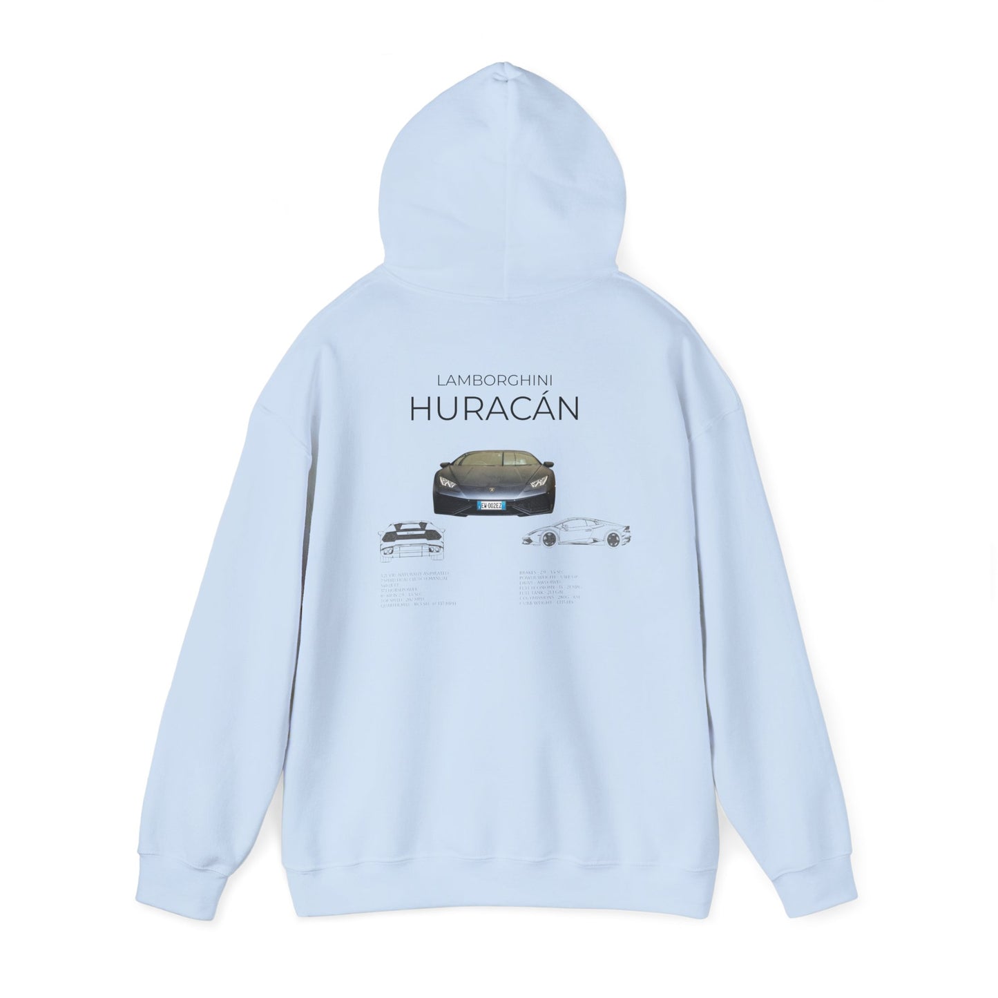 Hooded Sweatshirt - Lamborghini Huracan Car Enthusiast Tee, Gift for Him