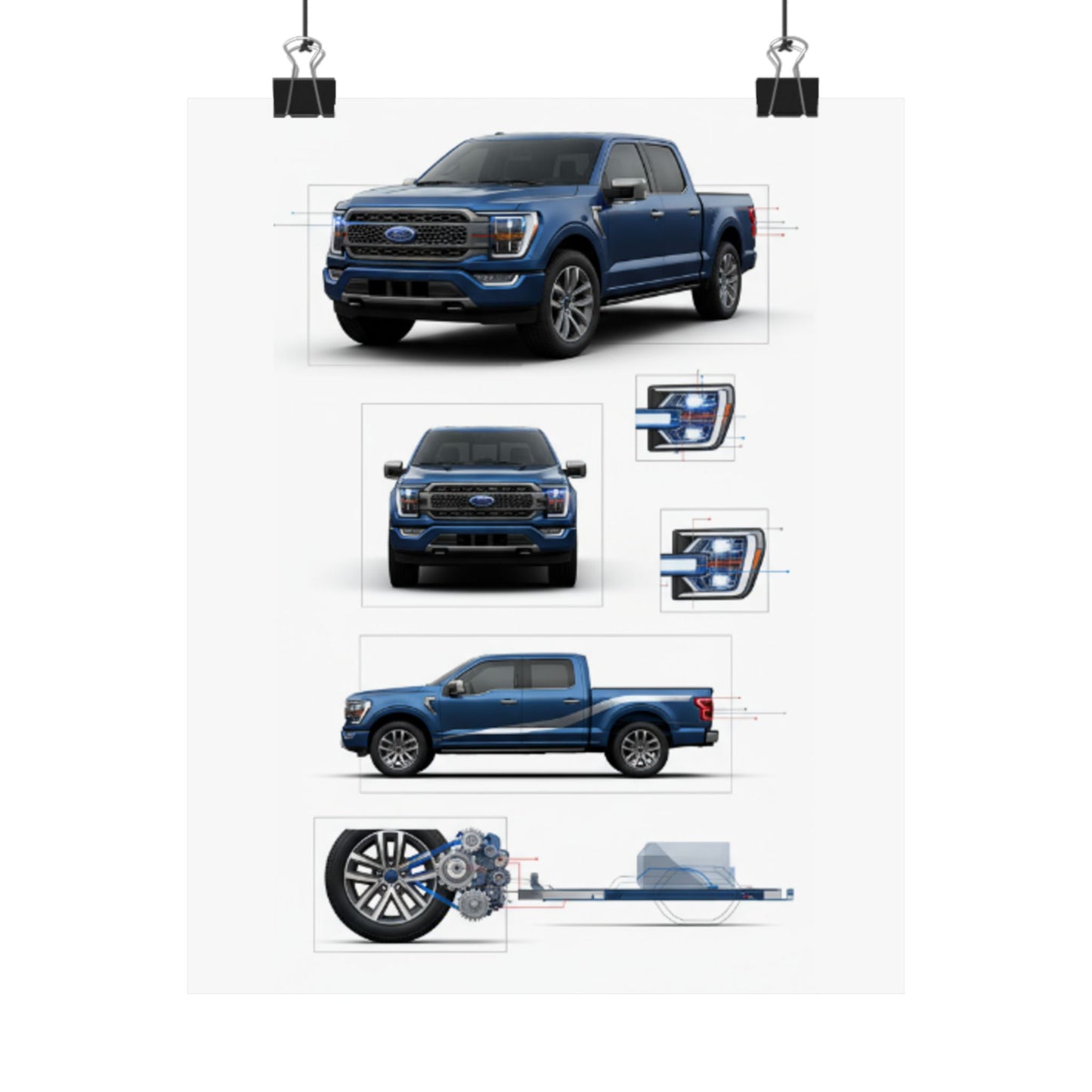 Ford F-150 Truck Specs Vertical Poster Art