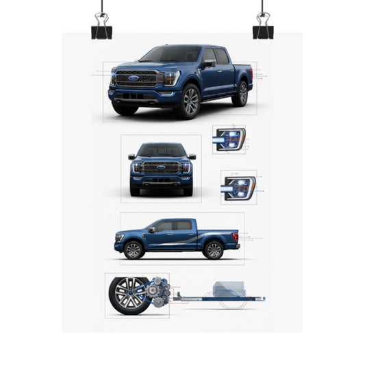 Ford F-150 Truck Specs Vertical Poster Art