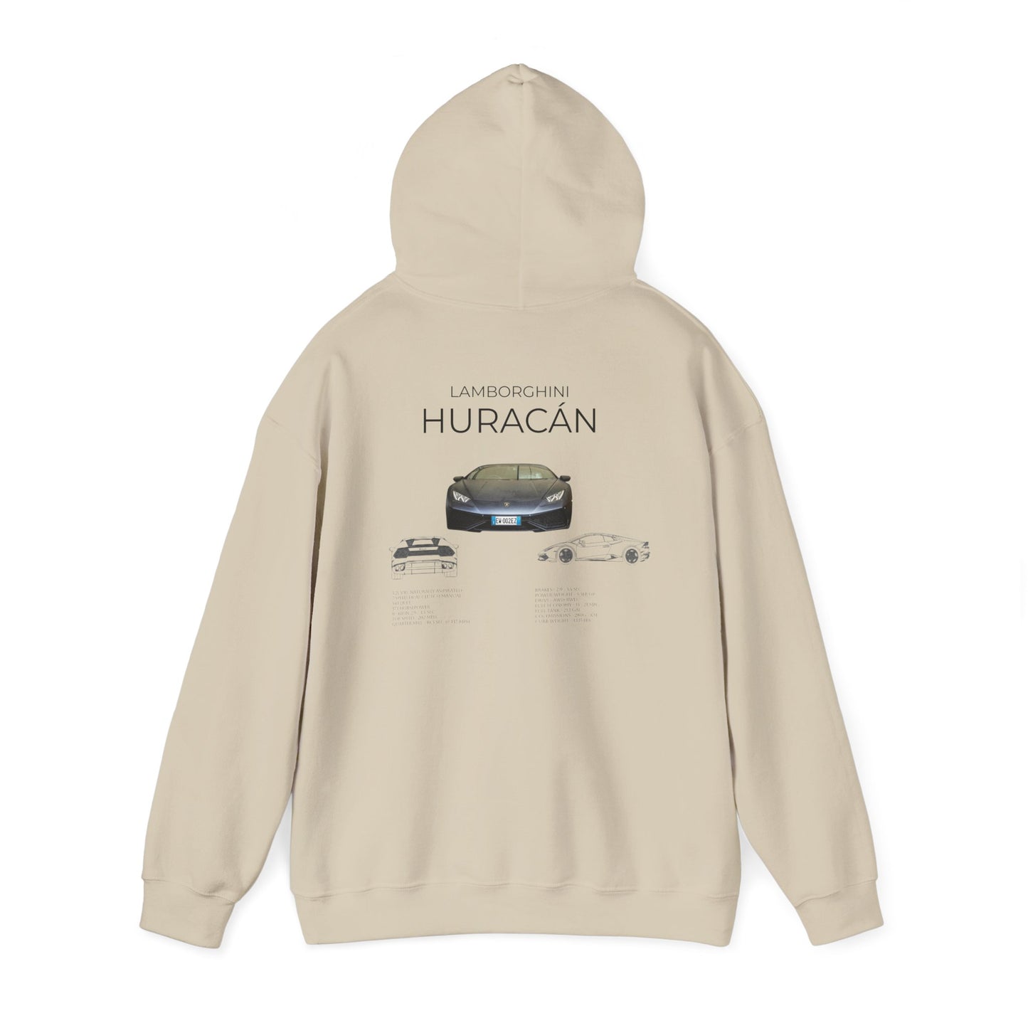 Hooded Sweatshirt - Lamborghini Huracan Car Enthusiast Tee, Gift for Him