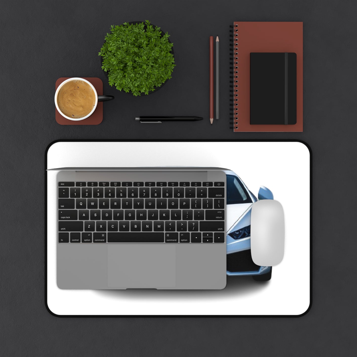 Mouse Pad Desk Mat - White Lamborghini Huracan Design