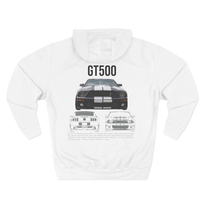 GT500 Three-Panel Fleece Hoodie - Cozy Car Enthusiast Sweatshirt, Gift for Muscle Car Lovers, Automotive Apparel, Race Day Outfit